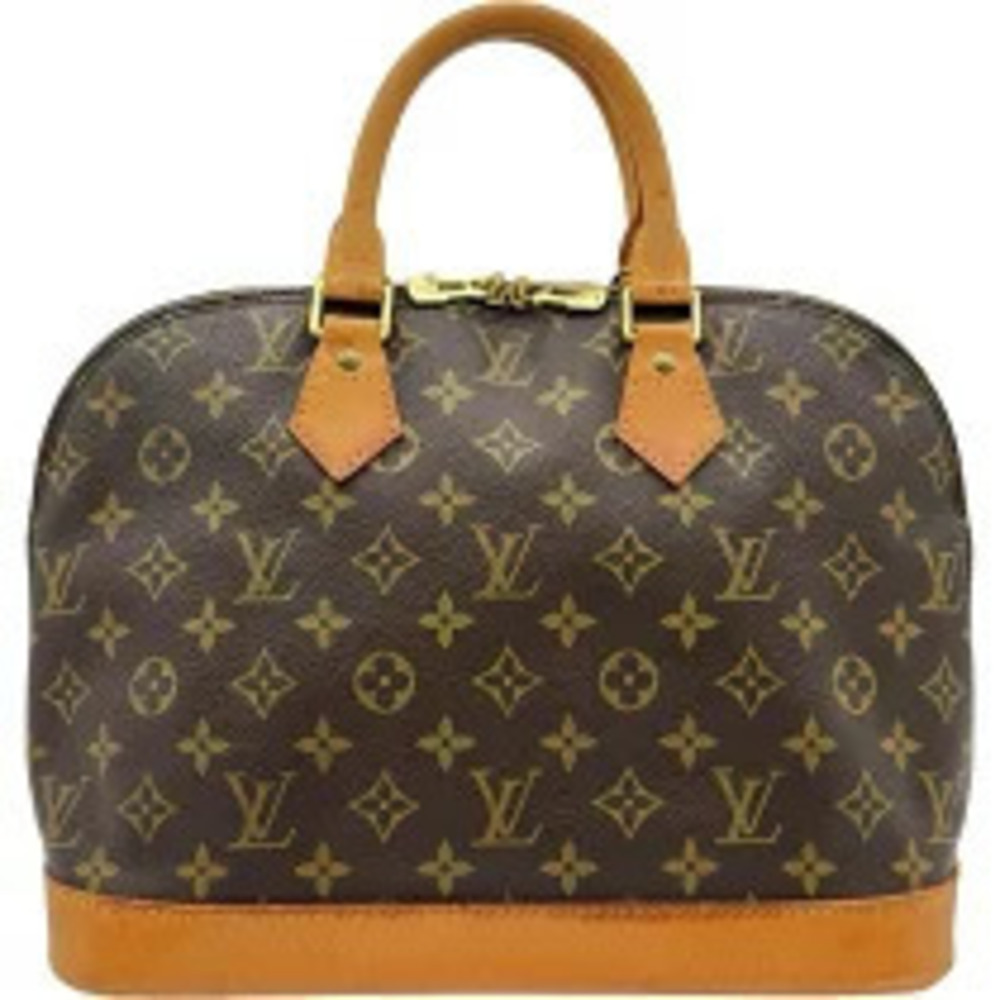 LOUIS VUITTON Alma Monogram Handbag Leather Brown